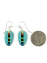 Turquoise & Gemstone Inlay Feather Slab Earrings (ER8328)