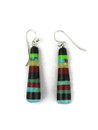 Multi Gemstone Inlay Drop Earrings by Ronald Chavez (ER8337)