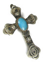 Sand Cast Turquoise Cross Pendant by R Yazzie (PD6285)
