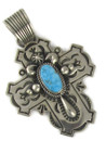Kingman Turquoise Cross Pendant by Albert Jake (PD6293)