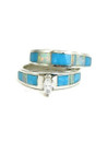 Turquoise & Opal Inlay Wedding Band Ring Set with Marquis CZ Size 9 (RG0301-S9)