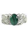 Malachite Silver Branch Wire Bracelet by Lyle Piaso (BR8292)