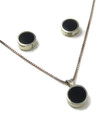 Silver Onyx Earring & Pendant Set (PD6446) 