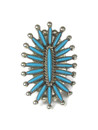 Turquoise Needle Point Ring Size 8 1/2 by LC Waatsa (RG9539)