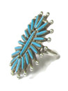 Turquoise Needle Point Ring Size 8 1/2 by LC Waatsa (RG9539)