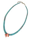 Turquoise Heishi & Spiny Oyster Shell Jacla Necklace by Ronald Chavez (NK5481) 