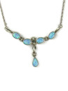 Silver Blue Opal Necklace (NK5542)