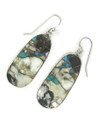 Silver White Buffalo with Turquoise Slab Earrings (ER6510)