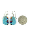 Turquoise & Gemstone Inlay Slab Earrings by Ronald Chavez (ER6519)