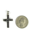 Black Onyx Silver Channel Cross Pendant (PD6473)