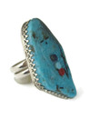 Carved Turquoise Corn Maiden Ring Size 7 Adjustable (RG4800) 