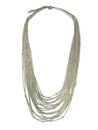 20 Strand Graduated Liquid Silver Necklace with Silver Beads (LSNKB20)