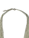 20 Strand Graduated Liquid Silver Necklace with Silver Beads (LSNKB20)