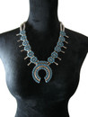 Turquoise Petit Point Cluster Squash Blossom Necklace Set (NK9447)