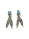 Sleeping Beauty Turquoise Silver Feather Earrings (ER6566)