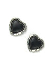 Silver Black Onyx Heart Earrings (ER6587)