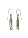 12k Gold & Silver Pink Mother of Pearl Feather Earrings (ER6594) 