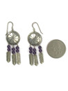 Amethyst Silver Concho Feather Earrings (ER6009)