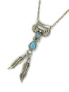 Small Opal Silver Feather Necklace (NK5554)