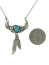 Turquoise Silver Feather Necklace (NK5555) 