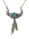 Turquoise Silver Feather Necklace (NK5555) 