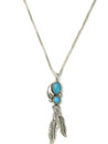 Small Sleeping Beauty Turquoise Silver Feather Pendant (PD6515) 
