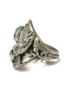 Kingman Turquoise & Coral Silver Eagle Ring Size 10 (RG9467)