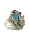 Kingman Turquoise & Coral Buffalo Ring Size 10 (RG9471) 