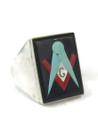 Vintage Zuni Masonic Shriners Inlay Ring Size 11 1/2 by Bobby Concho (RG9571) 