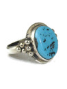 Kingman Turquoise & Sterling Silver Navajo Ring Size 6