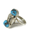 Kingman Turquoise & Sterling Silver Leaf Navajo Ring Size 6 (RG9592)