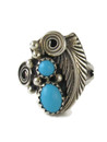 Sleeping Beauty Turquoise & Silver Feather Ring Size 6 (RG9598)