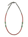 Mediterranean Coral & Turquoise Silver Bead Necklace (NK5655)
