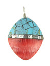 Turquoise Gemstone Inlay Clamshell Pendant by Ronald Chavez