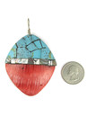 Turquoise Gemstone Inlay Clamshell Pendant by Ronald Chavez