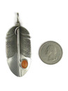 Spiny Oyster Shell Silver Feather Pendant by Lena Platero (PD6525)