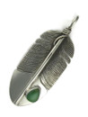 Sonoran Turquoise Silver Feather Pendant by Lena Platero (PD6527)