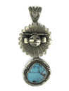 Blue Moon Turquoise Sun Face Kachina Pendant by Freddy Charley