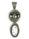 White Buffalo Silver Sun Face Kachina Pendant by Freddy Charley