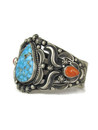 Kingman Turquoise & Spiny Oyster Shell Cuff Bracelet by Rick Werito