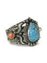 Kingman Turquoise & Spiny Oyster Shell Cuff Bracelet by Rick Werito