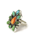 Sonoran Turquoise Spiny Oyster Shell Cluster Ring Size 6 (RG9621)