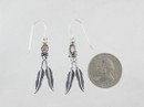 Sterling Silver Pink Mother of Pearl Feather Earrings (ER0472)