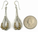Liquid Silver Gold Bead Earrings (LSER001GB)
