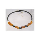 Amber & Onyx Leather Necklace