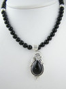 Sterling Silver & Onyx Bead Necklace (NK1059)