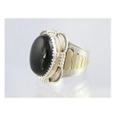 14k Gold & Sterling Silver Onyx Ring Size 10