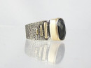 14k Gold & Silver Faceted Onyx Ring Size 7