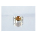 14k Gold & Silver Amber Ring Size 6