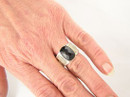 14k Gold & Silver Faceted Onyx Ring Size 6